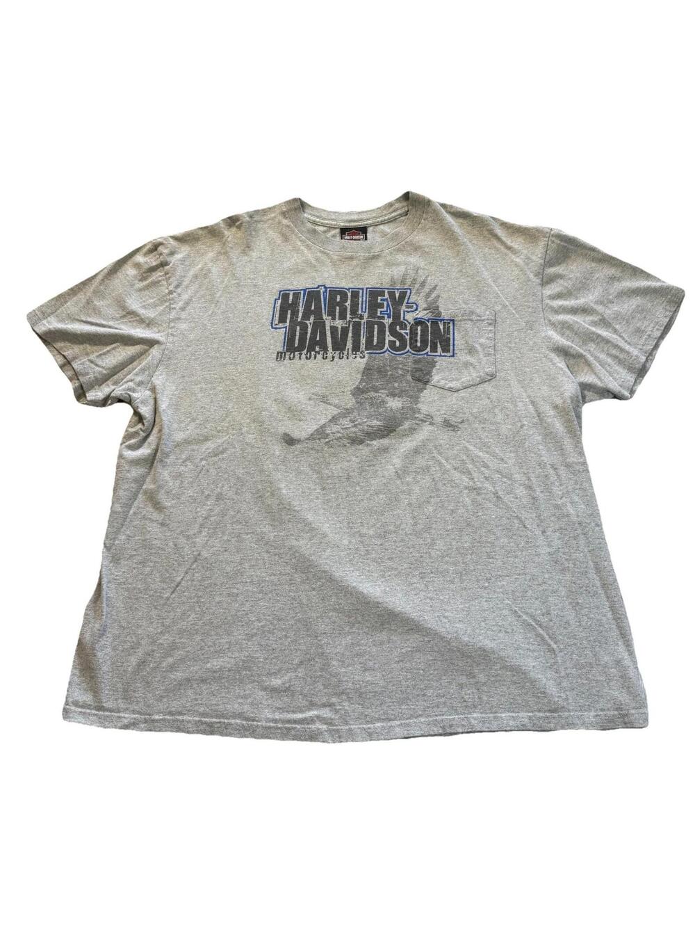 Vtg Harley Davidson Pocket‎ T Shirt Gray Eagle Nashville Biker Men’s 2XL XXL